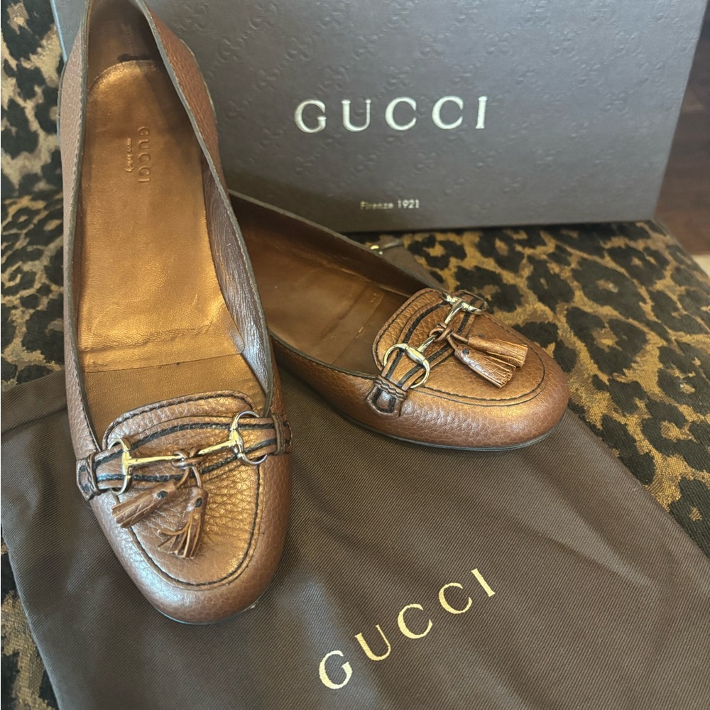 🤎VINTAGE🤎Gucci Copper Brown Leather Loafers for Women